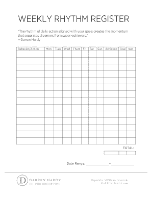 Weekly Rhythm Register  Form