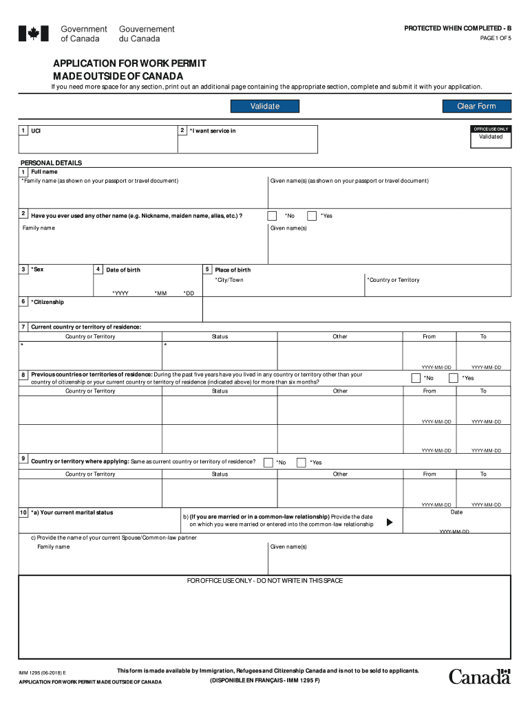  Canada Imm Application Form 2018