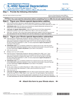 Form IL 4562, Special Depreciation