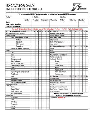 Skid Steer Inspection Checklist PDF  Form