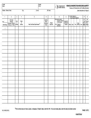 Vehicle Inspection Record Safety Vehicle Inspection  Form
