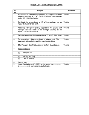 APPLN FORM for FOREIGN VISIT OFFICERS