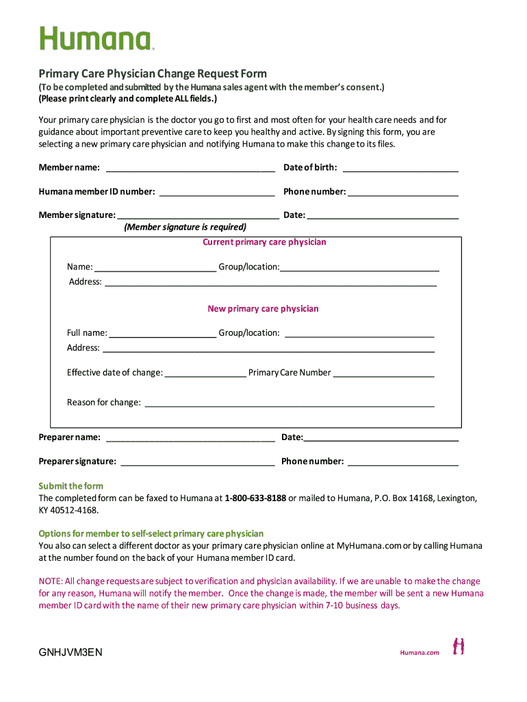 Physician Change Template  Form
