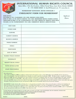 Human Rights Membership Card  Form
