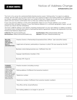 Delta Dental Address Change Form