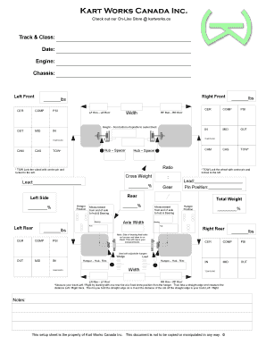 Kart Setup Sheet PDF  Form