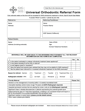 Orthodontic Referral Form