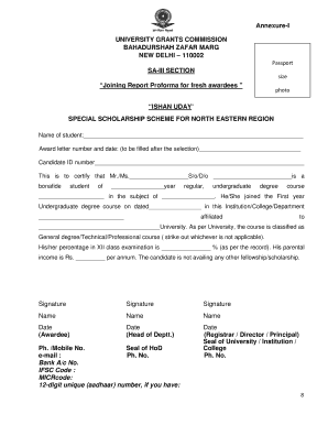 Annexure I UNIVERSITY GRANTS COMMISSION BAHADURSHAH ZAFAR  Form