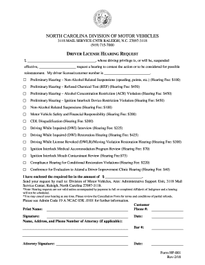  Driver License Hearing Request Ncdot 2018