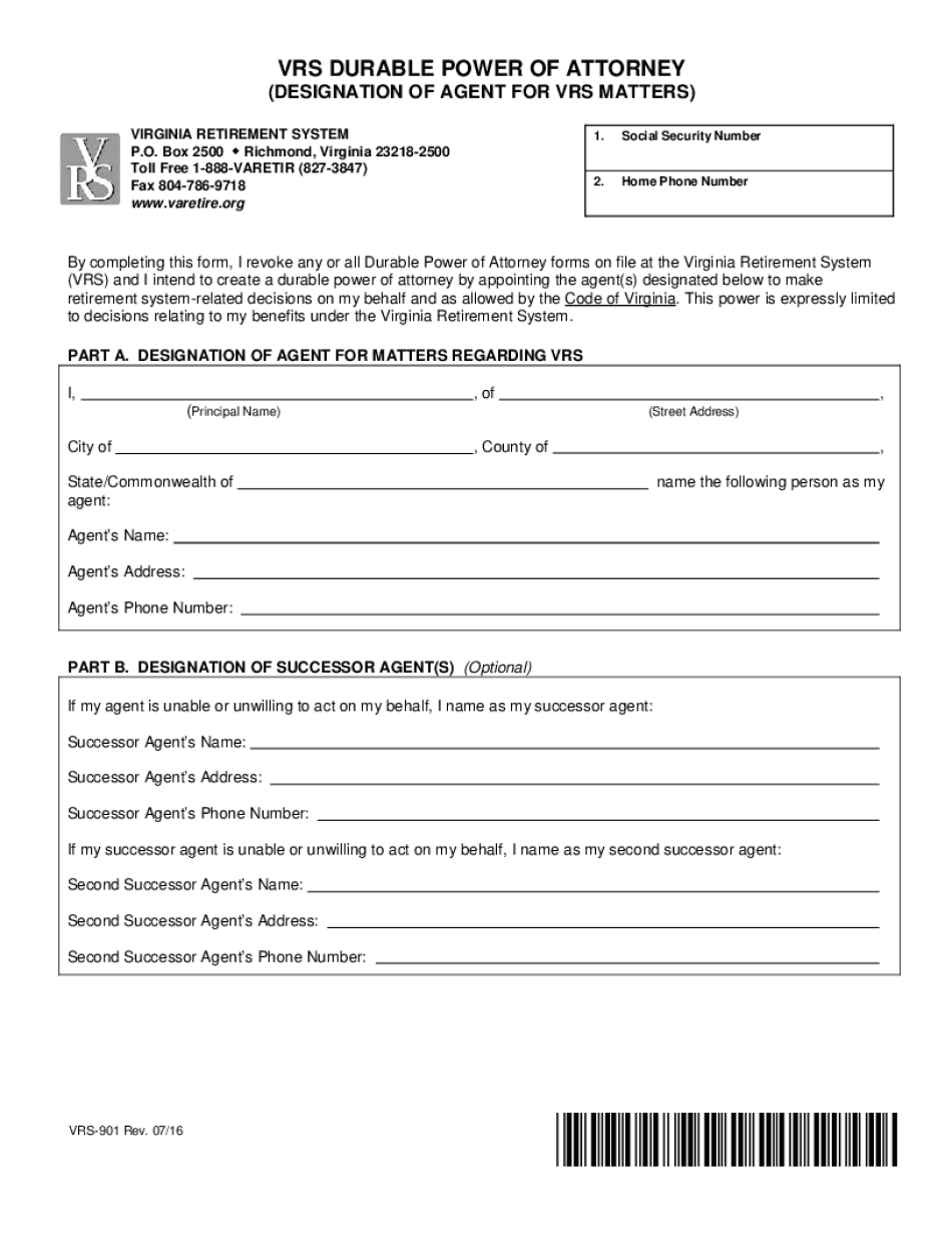 DESIGNATION of AGENT for VRS MATTERS  Form