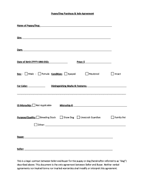 Dog Purchase Agreement  Form