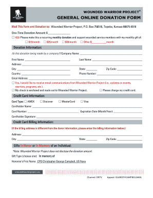 Mail This Form and Donation to Wounded Warrior Project, P