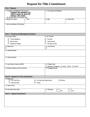 Request for Title Commitment Blank DOC  Form
