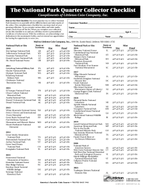 State Quarters Checklist PDF  Form