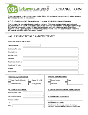 Leftover Exchange Form