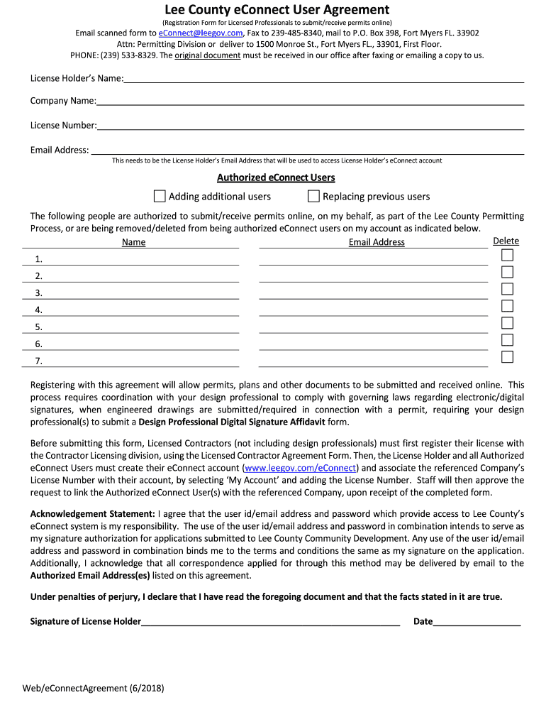 Lee County Permitting Econnect  Form