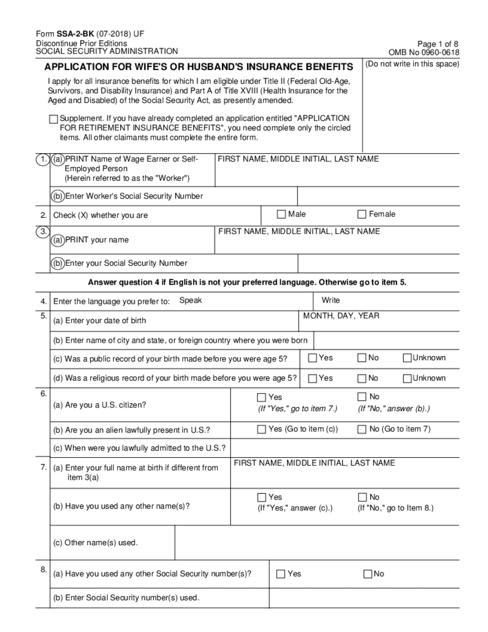 Form SSA 2 Information You Need to Apply for Social Security