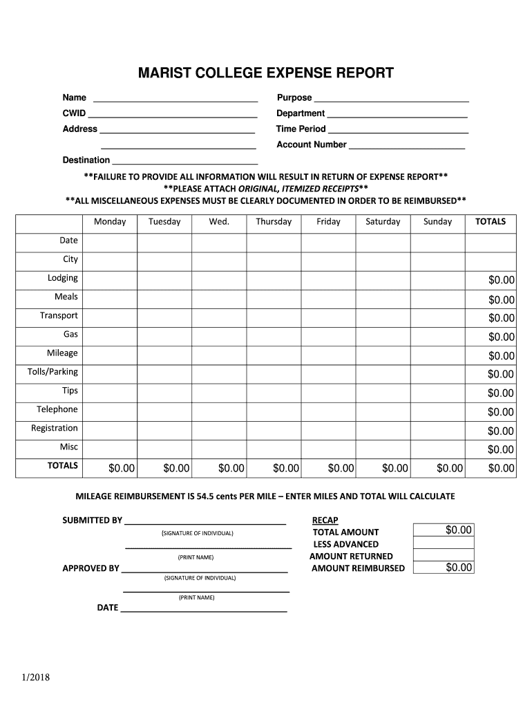  MARIST COLLEGE EXPENSE REPORT DOCX 2018-2024