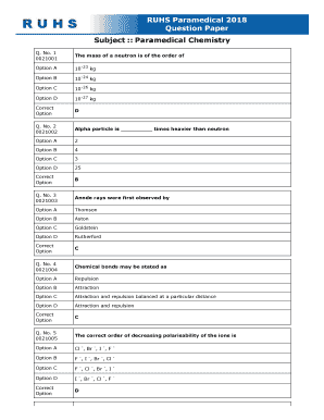 Paramedical Chemistry  Form