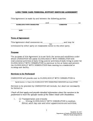 Does a Personal Care Agreement Need to Be Notarized  Form