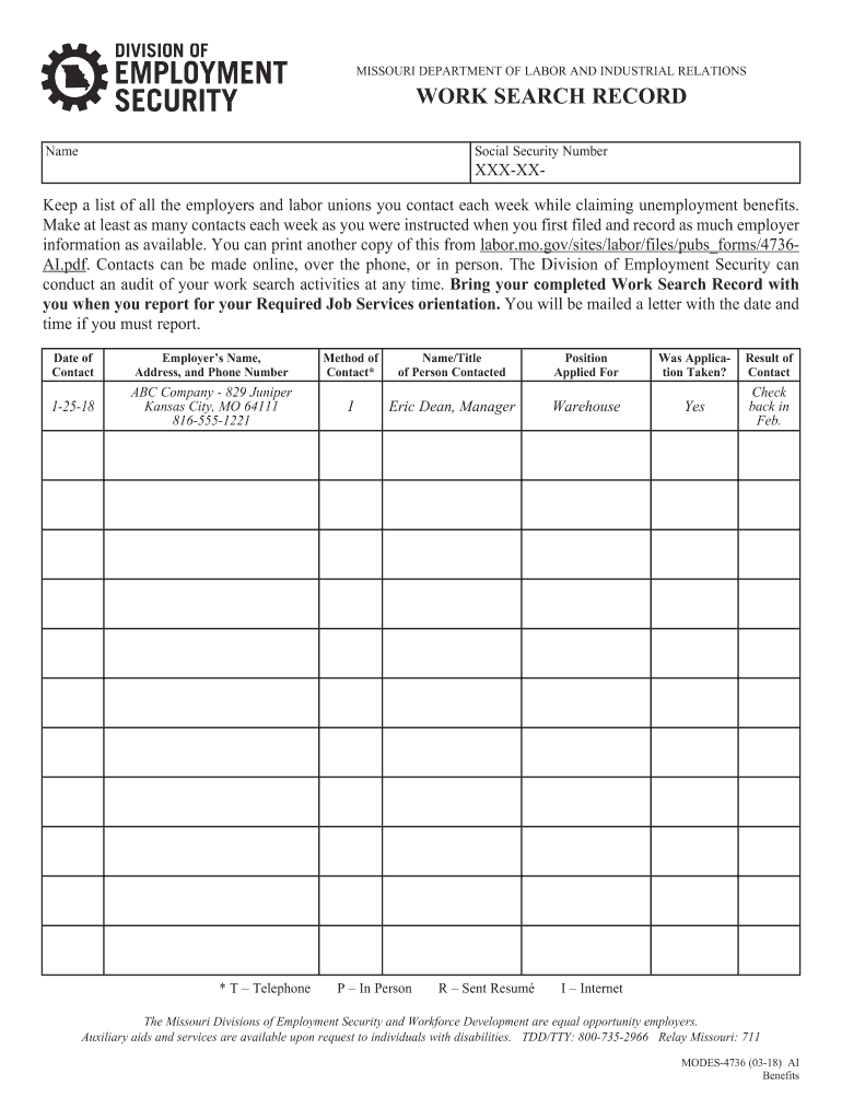 Self Evaluation Questionnaire Missouri Department of Labor MO  Form