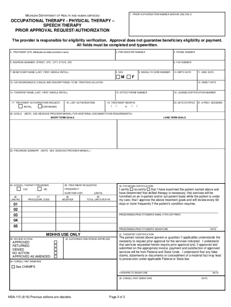  Medicaid Msa 115 Form 2018-2024