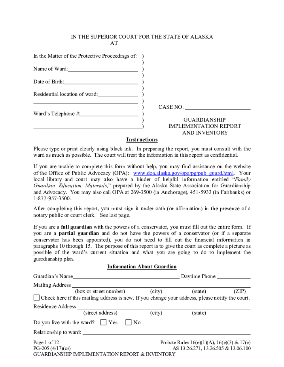  Overview of Guardianship & Conservatorship Alaska Court System 2017-2024