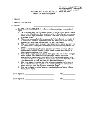 Repossession Contract Template  Form
