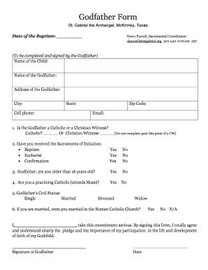 Godfather Application  Form