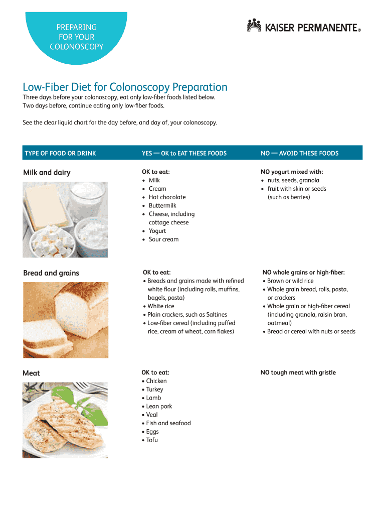 Colonoscopy Diet Sheet  Form