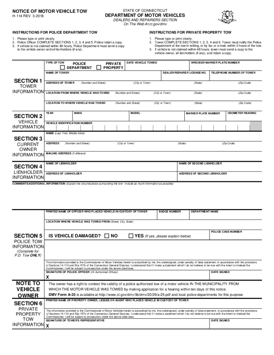  NOTICE of MOTOR VEHICLE TOW 2018-2024