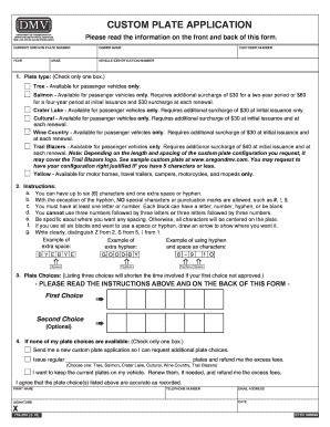  735 205 Custom Plate Application 2018