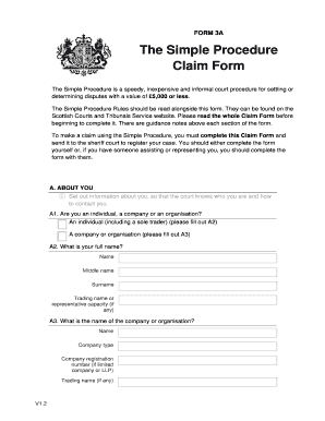 Form 3A Claim Form Simple Procedure