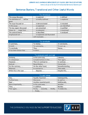 Sentence Starters PDF  Form