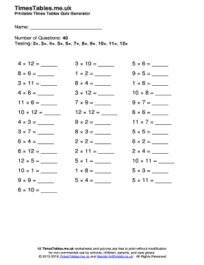 Timestableme  Form