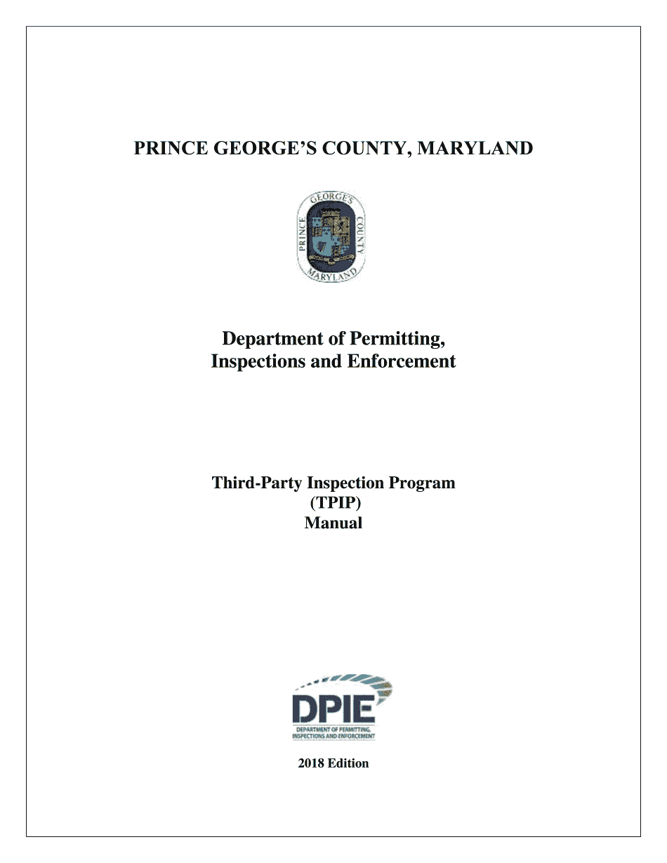  Prince George's County Third Party Inspection Program 2018-2024