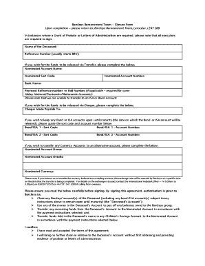 Barclays Closure Form