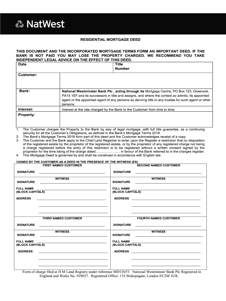 Mortgage Deed  Form