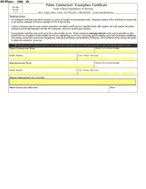  South Dakota Certificate of Exemption 2015-2023