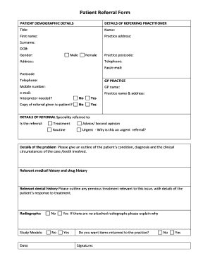 Orthodontic Referral Form