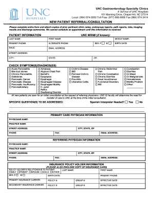 Unc Gastroenterology  Form