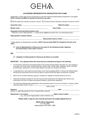 Geha Authorized Representative Designation Form