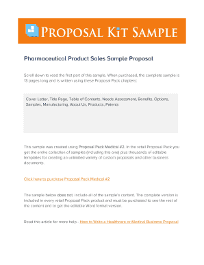 Pharmaceutical Products Sales Proposals Examples  Form