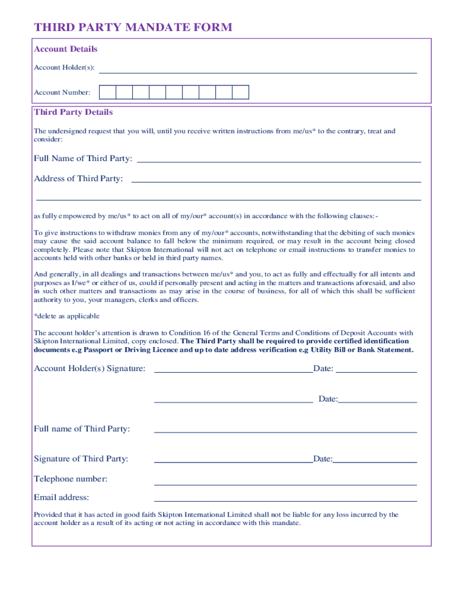  THIRD PARTY MANDATE FORM 2018-2024