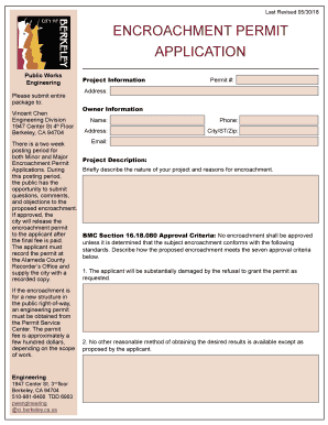 Encroachment Permit City Public  Form