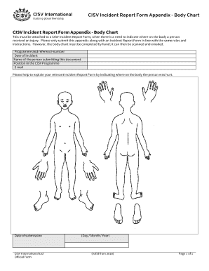 This Must Be Attached to a CISV Incident Report Form, When There is a Need to Indicate Where on the Body a Person