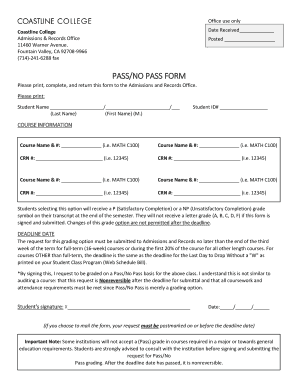 College Pass Form