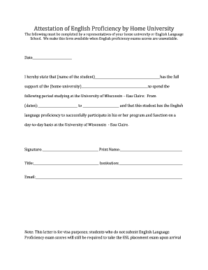 English Attestation Letter  Form