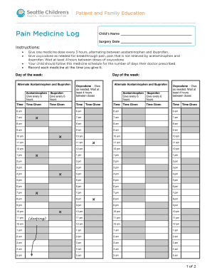 PE1453 Pain Medicine Log  Form