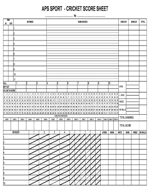Cricket Score Sheet  Form